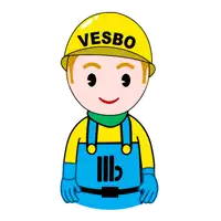 a cartoon drawing of a man wearing a helmet that says vesbo