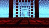 a computer generated image of a person walking through a maze of squares