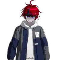 a boy with red hair and blue eyes is wearing a sweatshirt that says " i 'm too petite "
