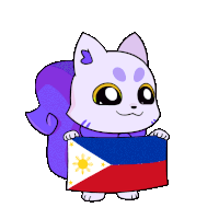a cartoon squirrel is holding a flag with the sun on it