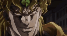 dio from jojo 's bizarre adventure is looking at the camera with a serious expression on his face .
