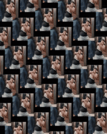 a repeating pattern of a man taking a selfie