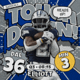 a football player with the number 36 on his jersey is holding a ball