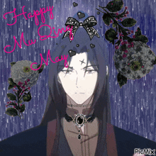 a picture of a man with a bow on his head and the words happy my king mary