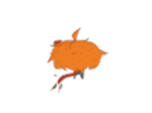 a cartoon drawing of a pumpkin with a blue tail