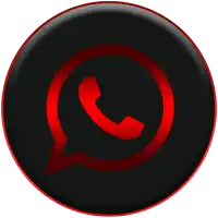 a black circle with a red phone icon in the center