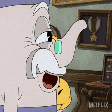 Licking My Thumb Elder Kettle GIF - Licking My Thumb Elder Kettle The Cuphead Show GIFs