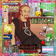 a cartoon of a man with red hair and the words bedtime