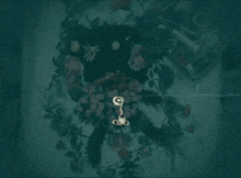 a drawing of a dog is surrounded by flowers on a dark background