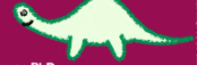 a drawing of a dinosaur with a long neck and a smiling face on a pink background .