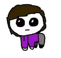 a cartoon of a person wearing a purple hoodie and pants