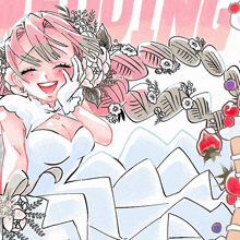 Mitsuru Wedding Dress Theme Smiling And Blushing Happily GIF