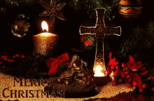merry christmas cross candle