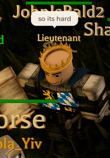 a cartoon character with a crown on his head says so its hard
