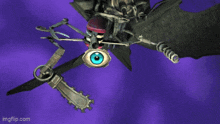 a cartoon character is holding a plunger with a blue eye