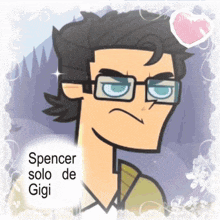 a cartoon of a man with glasses and the words spencer solo de gigi below him
