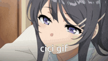 a gif of a girl with purple eyes and the words " cici gif "