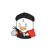 a cartoon drawing of a duck with the number 2 on its head