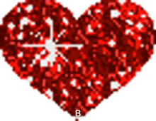 a red heart with the letter b in the middle