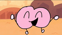 a cartoon drawing of a pink butt with a smiling face and arms .
