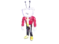a pixel art of a cartoon character with a tv head