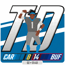 a drawing of a football player with the number 1 on his shirt