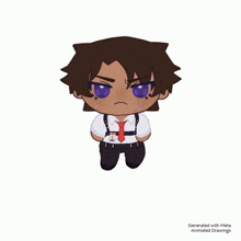 an animated drawing of a man in a white shirt and red tie is generated with meta animated drawings