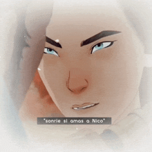 a drawing of a man with the words sonrie si amas a nico on the bottom