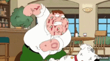 peter griffin is fighting a dog in a restaurant .