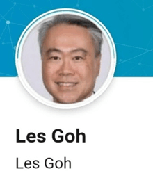 a picture of a man in a circle with the name les goh on the bottom