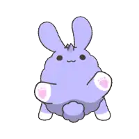 a purple bunny with pink paws is laying on its back on a white background
