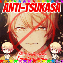 a picture of a boy with the words anti-tsukasa written on it