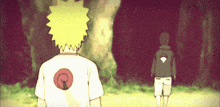 a cartoon character with a circle on his back