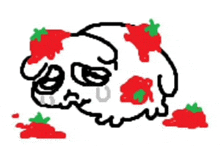 a drawing of a sheep with strawberries on its face