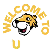 a cartoon tiger is surrounded by the words welcome u