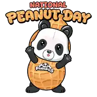 a panda bear is dressed in a peanut costume to celebrate national peanut day