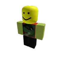 a roblox character with a smiley face and a green shirt