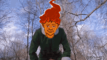 a cartoon of a man with red hair and a green jacket has the hashtag lildoge18 at the bottom