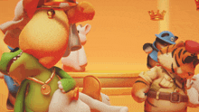 a group of cartoon characters including a tiger wearing a hat