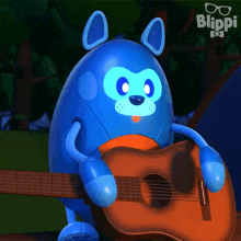 Playing Guitar Dbo GIF - Playing Guitar Dbo Blippi Wonders - Educational Cartoons For Kids GIFs
