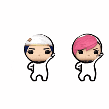 two funko pop figures are standing next to each other with tiramisu cake written on the top