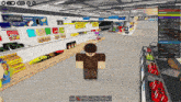 a screenshot of a video game shows a person in a store with a sign that says technology checkout