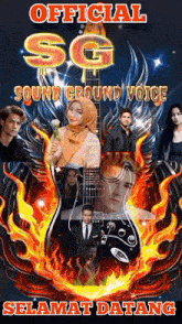 a poster for sg sound ground voice with a guitar in the middle