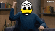 a person with a cartoon duck on their face and the hashtag #cbbtv