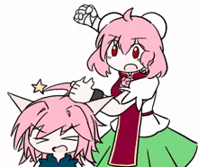 a cartoon of two anime girls standing next to each other .