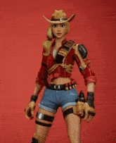 a woman in a cowboy hat is giving a middle finger