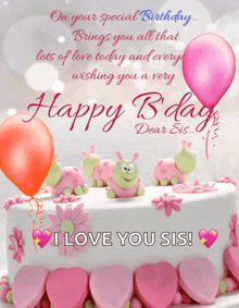 happy birthday my dear sister balloons greetings