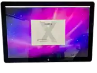 a computer screen with a purple and blue background that says installing on it