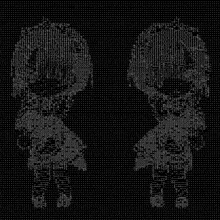 a couple of skulls are standing next to each other on a black background
