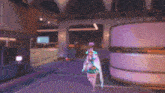 a blurred image of a woman in a futuristic outfit